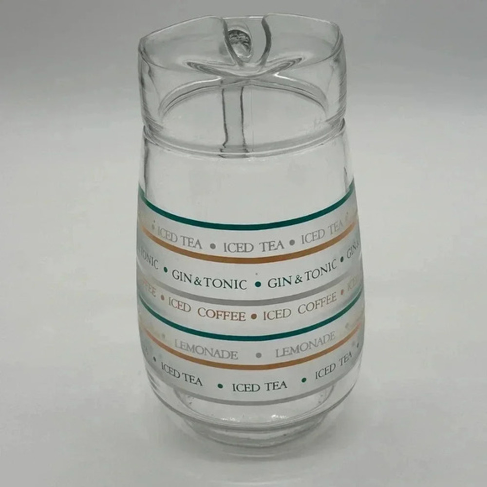Vtg CULVER FROSTED GLASS ICED TEA COFFEE GIN TONIC LEMONADE Pitcher MCM retro‎